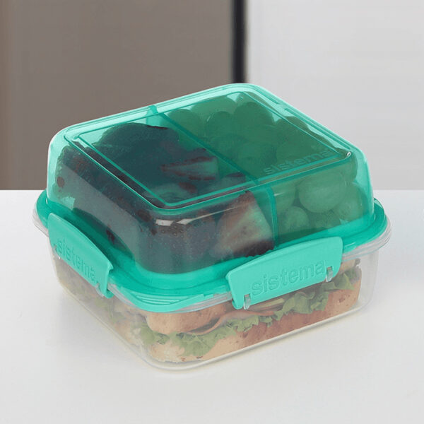 Sistema TO GO Vierkante Lunch Stack 1.240ml Minty Teal